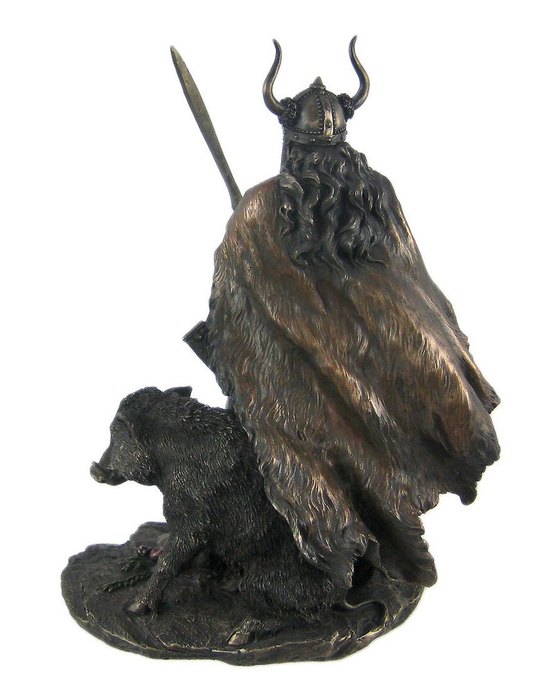 US Norse God Freyr Bronzed Finish Statue Pagan Fertility - Image 3